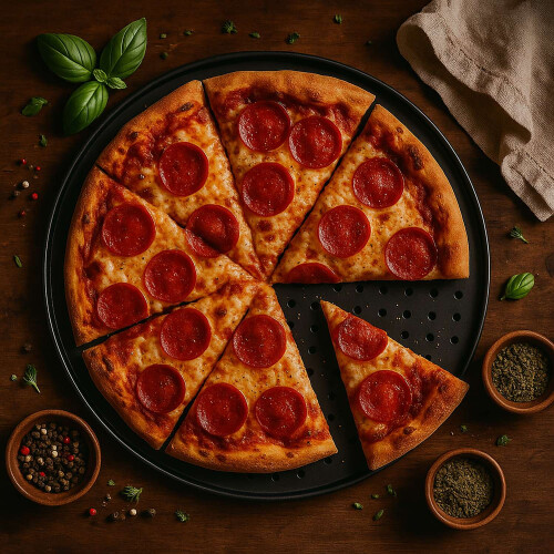 Pizza-Backblech-Set mit Rost - antihaftbeschichtet, perforiert 1