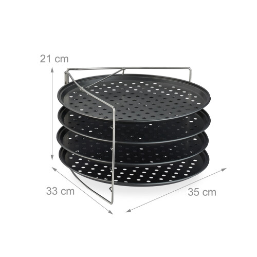 Pizza-Backblech-Set mit Rost - antihaftbeschichtet, perforiert 2
