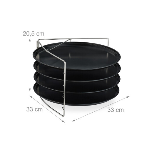 Ensemble de 4 plaques à pizza antiadhésives avec support 2