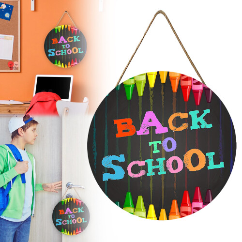 Ξύλινη κρεμαστή πλάκα πινακίδας BACK TO SCHOOL, διακόσμηση τοίχου τάξης με θέμα τον 1