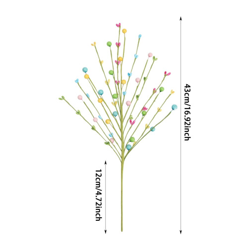Spring Easter Floral Stem with Pastel Eggs and Berries 1 PC 1