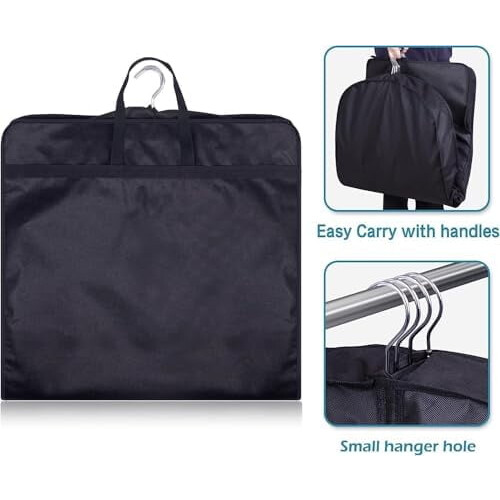 Conjunto de 3 capas de malha com reforço lateral para ternos, medindo 43 polegadas (109 cm), na cor preta, ideais para guardar roupas no armário e 2