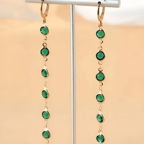 Groene kristallen kwastjes oorbellen 2