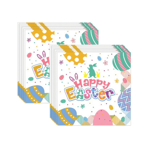 Easter Bunny Egg Decor Painted Paper Napkins 20 Count Spring Holiday Party Dinnerware for Table Setting 1