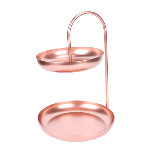 Dessert Display Holder Versatile Storage Solution Double Layer Overlapping Design Multi Purpose Tiered Tray Stand With Elegant Rose Gold Finish 2