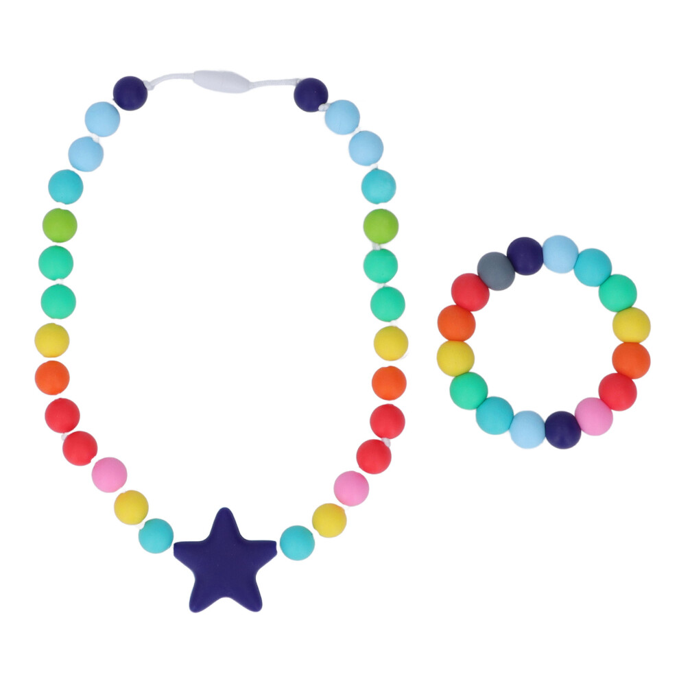 Sensory Fidget Necklace With Visual And Oral Stimulation, Autism ADHD Anxiety Sensory Toy In Multiple Colors, Newborn Nursing Silicone Necklace With