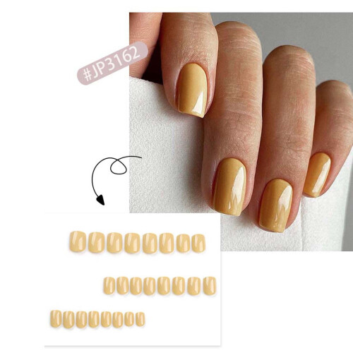 Oferta de uñas postizas cortas con pegamento reutilizable - 12 tamaños, 2 ml 2