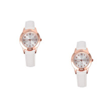 2Pcs Fashionable Waterproof Watch for Women White Stainless Steel