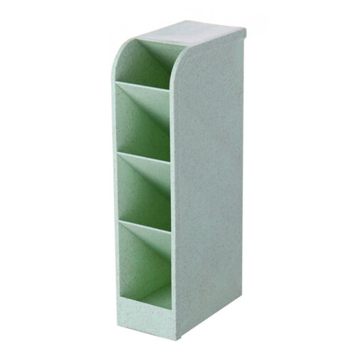 Inclined Pen Holder 4-Grid Green Plastic Organizer 1