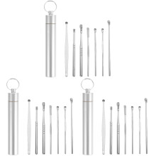 21Pc Stainless Steel Ear Wax Removal Kit Silver Ear Cleaning Tools