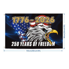 250-årsjubileumsflagg fra USA, 3x5 fot dobbeltsidig, 3-lags patriotisk dekor for innendørs/utendørs – kompatibel med 4. juli og
