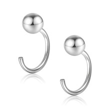 Ball Half Hoop Earrings 925 Sterling Silver Little Ball Huggie Earring 5mm Hug Hoop Huggy Earring for Women