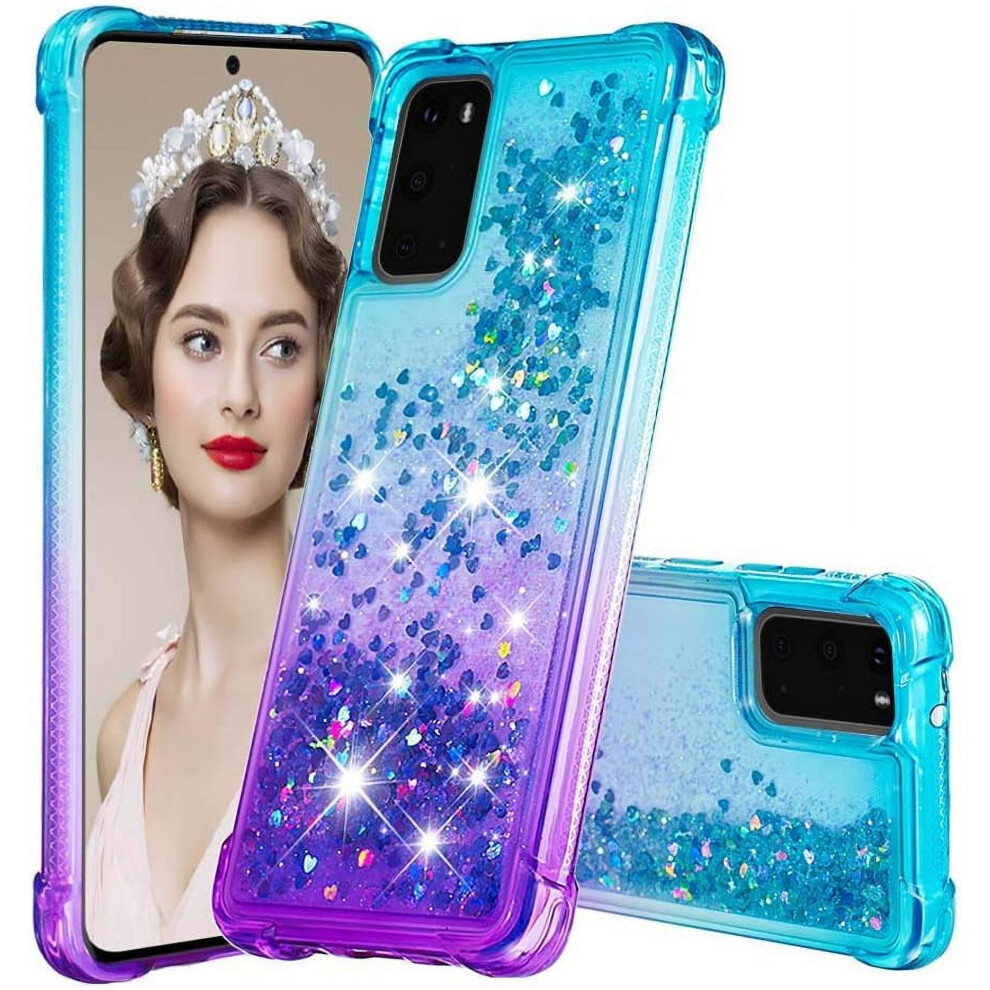 Liquid Glitter Clear Case For Samsung Galaxy S20 Â Shockproof, Anti-Scratch, Soft Tpu, Gradient Blue 9405492318786