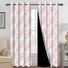 Mizhona Blackout Curtains for Living Room Pink Floral Window Curtains Rustic Flower Curtains Set of 2,52"x96"