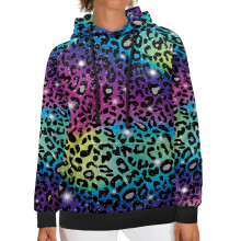 Leopardenmuster Damen-Hoodie, Langarm-Freizeit-Sweatshirt für Reisen – Größe 3XL, dehnbar