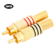 Signal Transmission RCA Stereo Male Connector Plug Noise-Free Transmission Spring Coaxial Audio Solderless Corrosion-Resistant Metal Gold-Plated