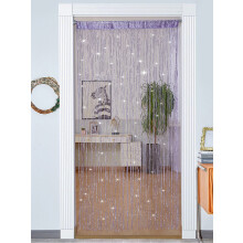 Glitter Fringe Door Curtain 39x79", Shimmering Tassel Room Divider for Wedding/Home Decor, Silver & Purple