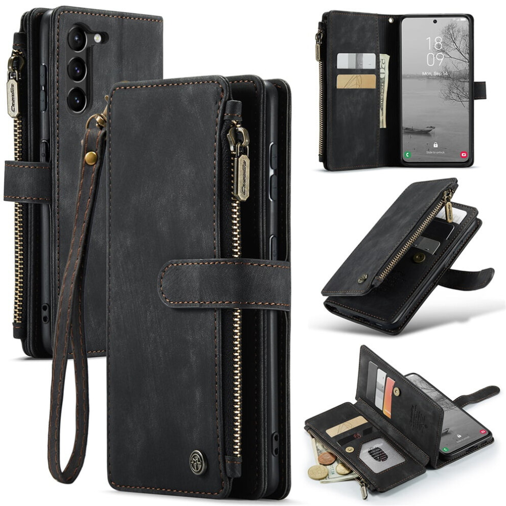 Caseme Wallet Case For Samsung Galaxy S23 (6.1") Â Pu Leather, Magnetic Flip, Lanyard Strap, Zipper Card Holder 9170372188376