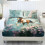 Queen Cooling Sheet Set Polyester Horse Flower Print 3-Piece 1