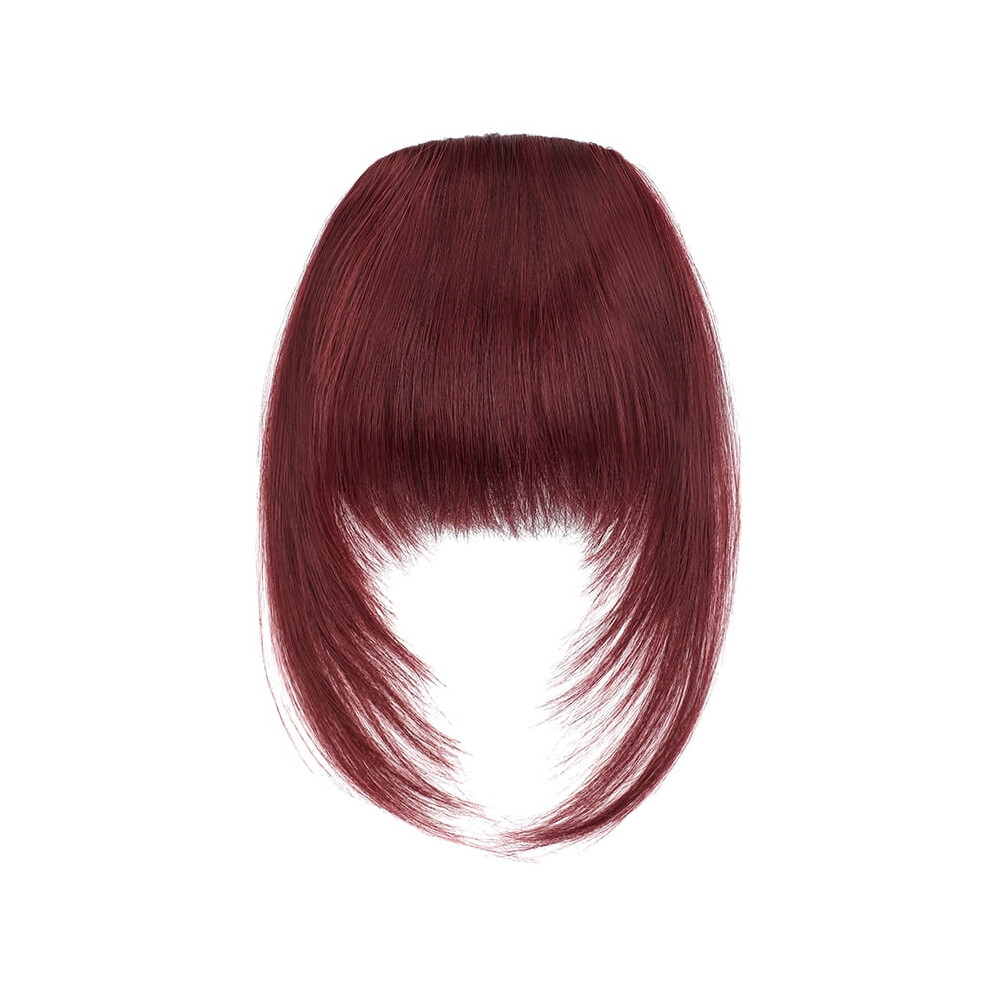 Unisex Red Wine Synthetic Clip-On French Bangs Extensions With Temple Clips Â Compatible With All Hair Types