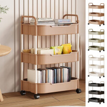 3-Layer Rolling Kitchen Storage Cart with Armrests, Space-Saving Organizer for Kitchen/Bathroom, 27x14x7in, White