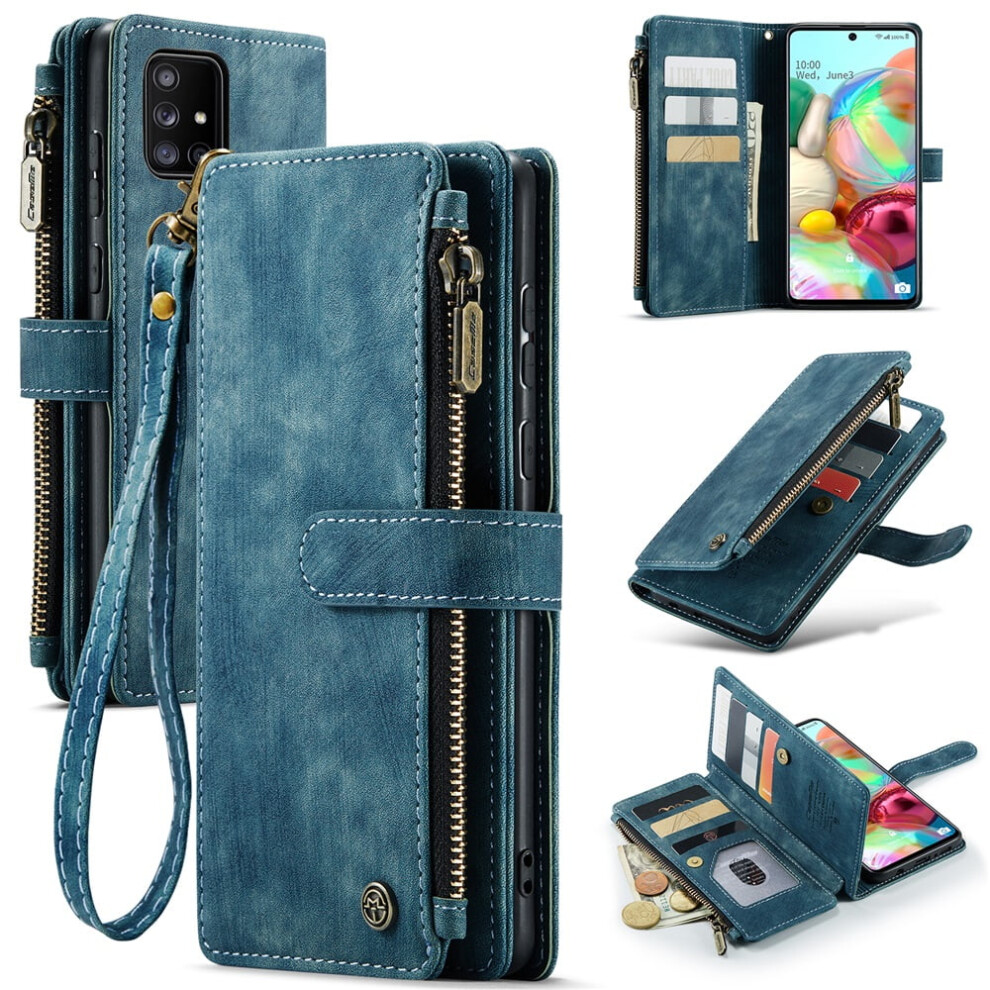 Caseme Wallet Case For Samsung Galaxy A71 4GâPu Leather, Magnetic Flip, Lanyard, Zipper Card Holder, 6.7" 9170372192373