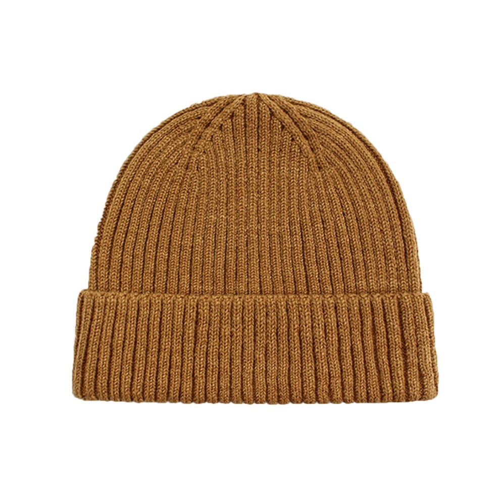 Clearance! Beanie Hat Winter Hats Hot Soft Yarn Custom Plain Cuff Knit Winter Hat B Brown