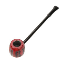 Pipa de fumar tabaco con anillos de latón, ajustable, grabada, diseño artesanal, construcción de madera, fácil de limpiar, incluye bolsa de