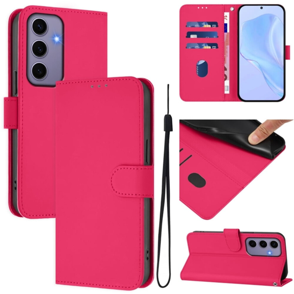Wallet Case Compatible With Samsung Galaxy S24 5G Â Pu Leather Flip Folio With Magnetic Closure, 3-Card Slot & Wrist Strap, Rose Red 9165521691289