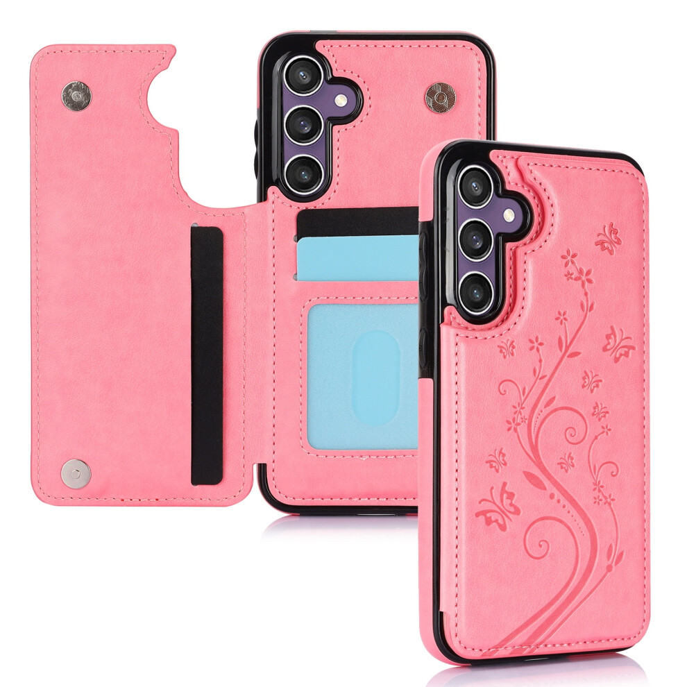 Flower Magnetic Flip Wallet Case For Samsung Galaxy A15 5G Â Embossed, Card Holder, Protective Pink 9165521691371