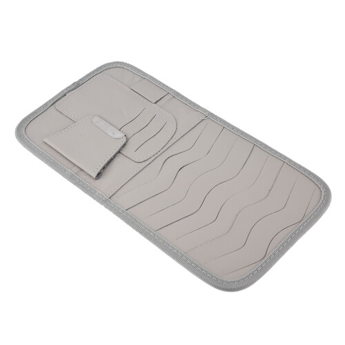 Multifunction PU Leather Car Sun Visor Holder with 8-CD Storage Gray 1
