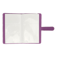 Compact RFID Blocking Credit Card Holder with Magnetic Closure, PU Leather Wallet for20Cards and7Memory Cards in Vertical Purple Design