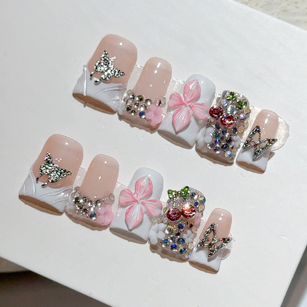 Dachuang Beauty White (S) 10Pcs Press-On Nails, Nude & Long Lasting