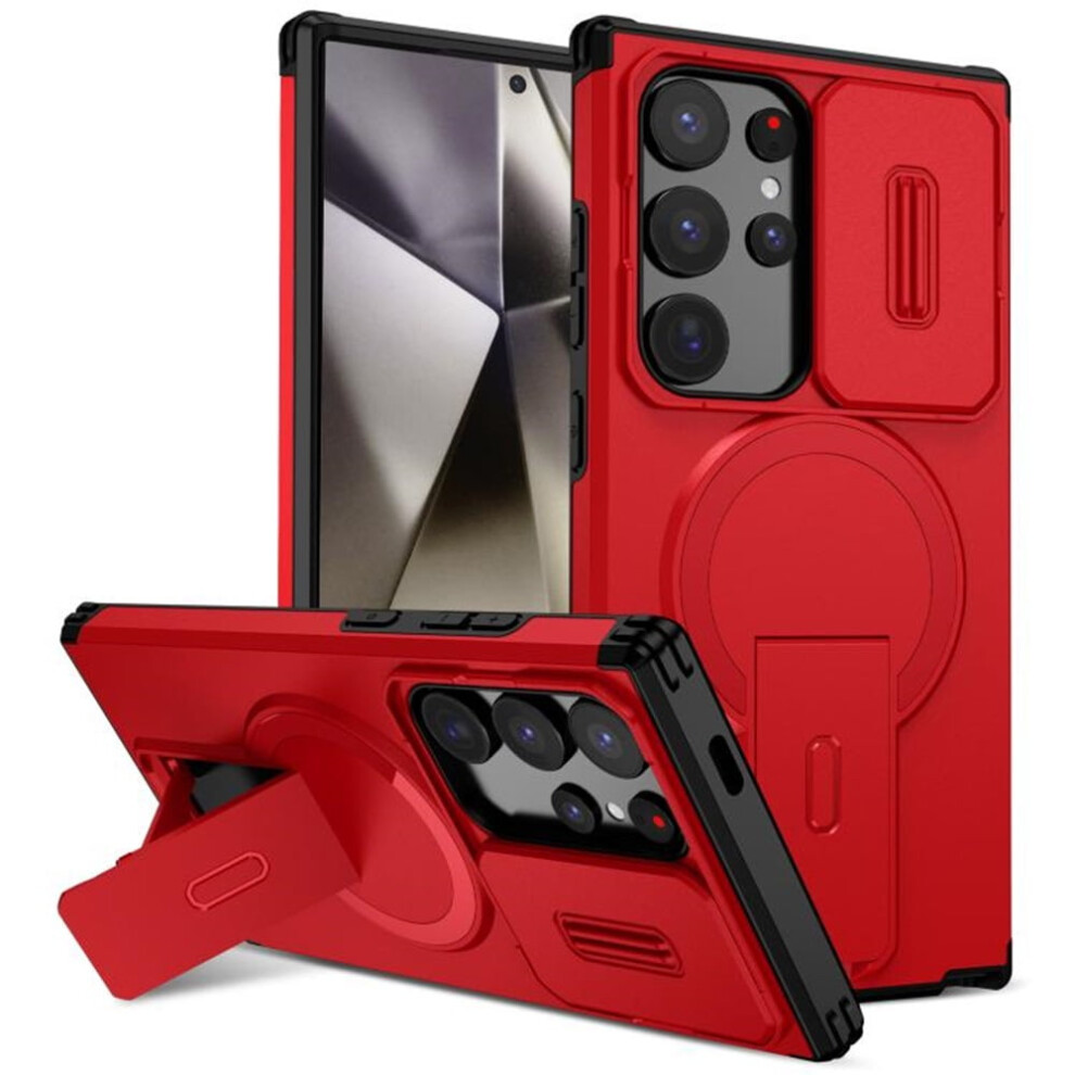 Samsung Galaxy S24 Ultra 5G 6.8" Case Â Magsafe, Invisible Fold Stand, Sliding Camera, Shockproof, Red 9165521693474