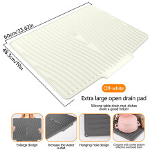 Tapis égouttoir à vaisselle en silicone amélioré – Extra large, résistant à la chaleur et à l'eau, avec rebord d'égouttage, compatible avec