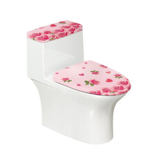 Toalettlokksett med hjerte- og rosemønster, 1 stk.