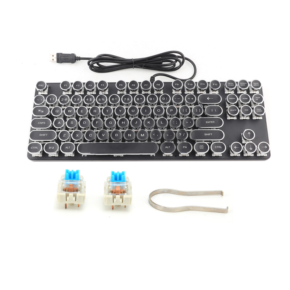 Tactile Feedback Mechanical Gaming Keyboard Retro Typewriter Style Rgb Backlit Ergonomic Design Switch Anti Ghosting Plug And Play Adjustable Blue 9448483703208