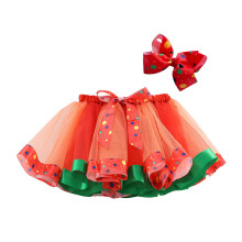 Vestido de tule floral laranja para meninas de 6 a 8 anos.