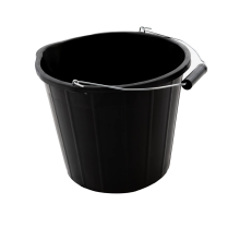 Black Bucket Plastic General Purpose Cleaning Bucket with Metal Handle and Grip 35cm Diameter 25cm Height for Home Garden DIY Car Washing