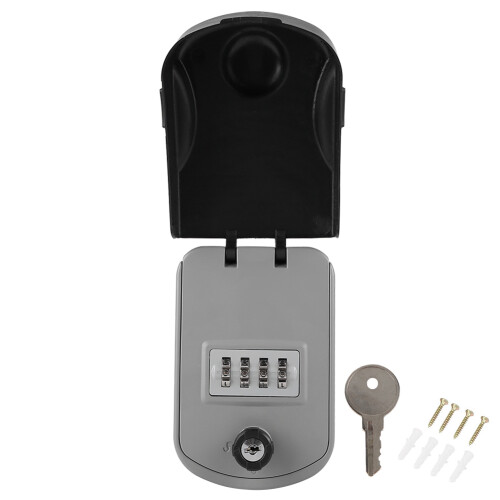 Key Storage Lockbox Waterproof Four Digit Combination Resettable Code Sturdy Aluminum Alloy Key Lock Box Ultra Security Wall Mountable With