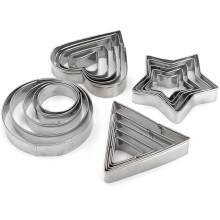 Stainless Steel Cookie Cutters for Baking, Multi Purpose Shapes for Cookies Fondant Dough, Heart Triangle Round Pentacle Style Set (4Types/Set)