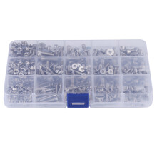 Dadi esagonali, dadi autobloccanti in nylon, assortimento di rondelle piatte, viti in acciaio inox 304, dadi e rondelle, viti a testa cilindrica con