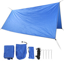 Versatile Tarp Tent Rain Fly Sun Shelter Lightweight Waterproof Ground Mat for Hiking Backpacking Travel Beach Camping - Comes with Stakes & Ropes