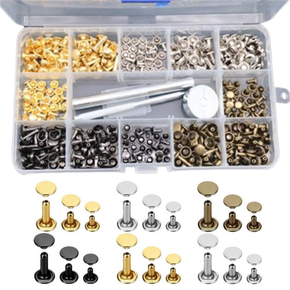 Diy Crafts Double Cap Rivet Leather Rivets Tubular Metal Studs With Anvil Tools Assorted Colors And Sizes For Repairs Decoration Leather Craft 9028731894874