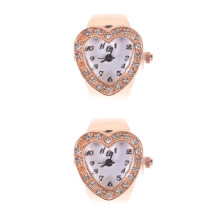 2St Exquise Roze Gouden Vingerhorloges Met Wijzerplaatontwerp