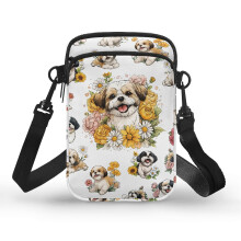 Verstellbare Umhängetasche (4,33 x 1,97 x 7,09 cm) für Erwachsene mit Vintage-Hund- und Gänseblümchenmuster