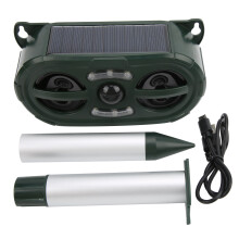 Humane Animal Deterrent Solar Powered, Motion Sensor Ultrasonic Repellent Flashing Light Weather Resistant Outdoor Device For Cat Dog Deer Bird