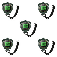 5Pcs Portable Green ABS Sports Stopwatch Digital Timer for Game Use