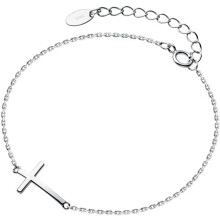 Kreuzfußkettchen für Damen und Herren, 925er Sterlingsilber, seitliches Kreuz, verstellbare Kette, klassisches, zierliches Armband mit Anhänger,