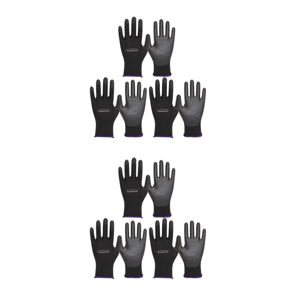 6Pairs Black Work Gloves Wear-Resistant Ventilation Protective Gloves 3711399403002